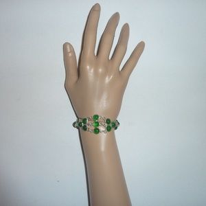 Fashion Bracelet 925 Silver Plated Green Silver